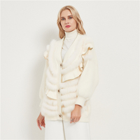 Manteau en fourrure de renard véritable pour femme Pudi, veste d'hiver chaude en tricot, parka en nylon CT050