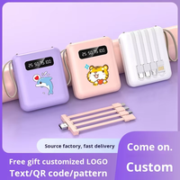 Batterie externe compacte mini 10000 mAh Li-polymère personnalisée en gros, charge rapide 2A, entrée Type-C 10W, câble intégré, ABS