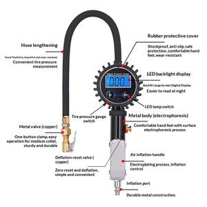 Pistolet de gonflage de pneus de voiture en métal haute précision 0-255 psi avec écran LED rétroéclairé et manomètre numérique - Product Image 2