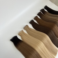 Extensions de cheveux Remy lisses européens, cuticules alignées, trame double Genius confectionnée à la machine, pointes super double drawn