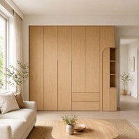 Système de dressing intelligent en chêne massif pour chambre, buanderie, hôtel, avec armoire ouverte d'angle et tiroirs