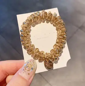 Pearl Crystals Elastic Band Hair Tie Crystal Bracelet Women