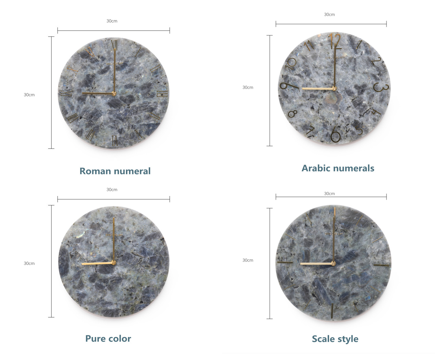Round Wall Clocks Grey Stone Home Decor Modern Marble Wall Clock And Marble Art Craft horloge murale Gift Namibian White