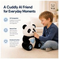 Peluche Panda Portable, Poupée en Peluche Réconfortante et Ludique, Alimentée par l'IA avec LED Respirante