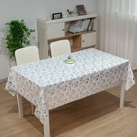 Nappe de table carrée en PVC imperméable et anti-taches RNPT à motif floral blanc, facile à nettoyer