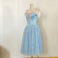 Robe de danse longue romantique de type tutu pour femmes, costumes de performance de ballet