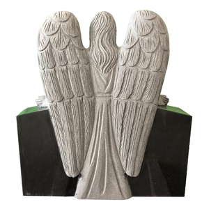 Lápida Conmemorativa de Granito Negro UNION Traditional con Ángel Guardián Pequeño, Altura 28 pulgadas - Product Image 4