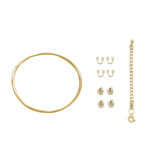 Kit de matériel DIY pour la fabrication de bijoux : fil d'acier plaqué or, fournitures pour perles, colliers, bracelets et accessoires. - Product Image 1
