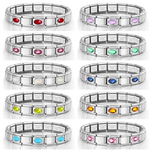 Pulsera Combinada Ovalada de Acero Inoxidable con 3 Cuentas, Incrustaciones de Zirconia, Correa de Reloj Modular Desmontable, Joyería Unisex, Regalo - Product Image 1