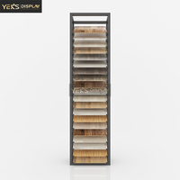 Présentoir vertical moderne et écologique pour échantillons de carreaux, présentoir multi-niveaux pour dalles de pierre et revêtements de sol en bois pour salle d'exposition
