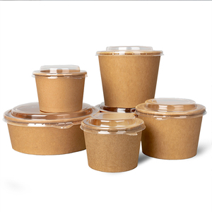 Bán buôn sinh thái thân thiện tùy chỉnh dùng một lần thực phẩm <span class=keywords><strong>container</strong></span> Vòng 26oz kraft giấy Bát salad với nắp - Product Image 1