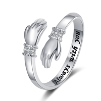 Bague ouverte avec motif de lettres anglaises et boîtes à bijoux personnalisées et cartes de remerciement avec logo, livraison directe