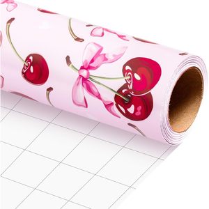 Cherry Bow <b>Wrapping</b> <b>Paper</b> 17in x 16.5ft Pink Sweet Cherry Design Valentine Gift Wrap - Product Image 2