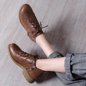 Botines de Lujo de Caña Alta para Mujer, Casuales, Planos, de Cuero con Forro de Piel, Cierre de Cremallera y Cordones, Resistentes al Desgaste para Otoño e Invierno - Product Image 1