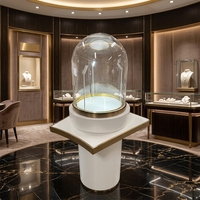 Comptoir de présentation de bijoux de luxe moderne avec verre anti-traces de doigts et éclairage LED réglable, vitrine haut de gamme pour boutique