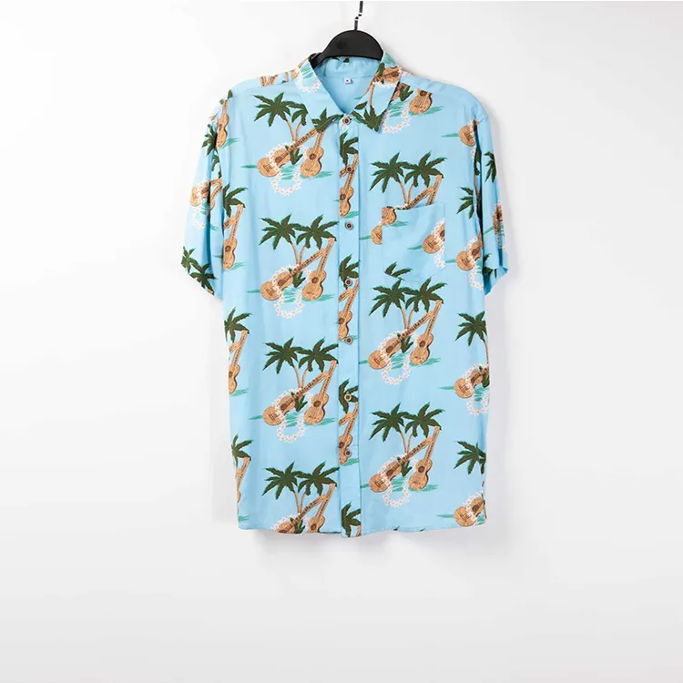 Vacation Mens Brown Color Short Sleeve Wholesale Cheap Hawaiian Shirt Full Print Hawaiian Shirt
