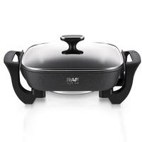 RAF R.5440 6L 1200W Marmite Électrique Carrée Antiadhésive avec Couvercle en Verre et Bouton de Contrôle, Chauffage Rapide et Uniforme, Idéale pour la Cuisson Familiale sur Table