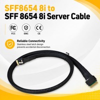 Kabel Server Internal SFF-8654 8i 24Gbps SAS4.0 Kabel Pita Datar Tipis Berlapis Tembaga dengan Pelindung Jalinan untuk Pengontrol RAID