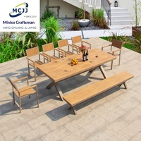 Ensemble de meubles de jardin moderne et simple en aluminium pour l'extérieur, tables et chaises en alliage d'aluminium, imitation bois, imperméable, résistant au soleil, pour balcon