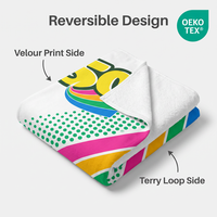 Serviette de plage en velours de coton personnalisée 400-450GSM 70*140-100*180cm, une serviette pour la plage, le bain, le pique-nique, les voyages, la salle de sport