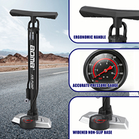 Pompe à air haute pression BOMO 160 PSI pour vélo, avec manomètre, valve à double tête, poignée ergonomique pour VTT et vélo de route
