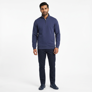 Sweat-shirt à col roulé et demi-fermeture éclair pour hommes Sweat à capuche à épaules tombantes de grande taille Sweat blanc pour hommes Streetwear décontracté Hiver OEM - Product Image 1
