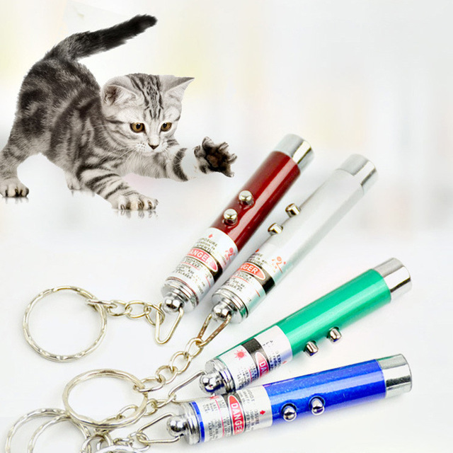 Eco-Friendly Plastic Manual Laser Funny Cat Stick New Cool Red Laser Pointer Pen White Light Led Key Chain Carton Fashion