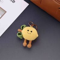 Breloque de sac en peluche au crochet OEM, adorable poupée citron, porte-clés, pendentif souple rembourré pour sac