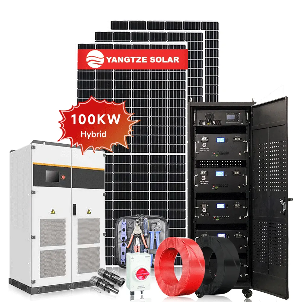 20kw 30kw 100 kw paneli hibrid çatı pv güneş ev sistemleri komple ızgara lityum pil ile