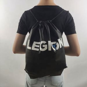 Bolsa grande de algodón con cordón para bolsas de viaje, cordón con logotipo, mochila de nailon negro, bolsa con cordón - Product Image 5