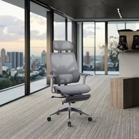 Chaise de bureau ergonomique pivotante en maille, style moderne et luxueux, avec accoudoirs 4D et repose-pieds, pour cadres, dirigeants et invités