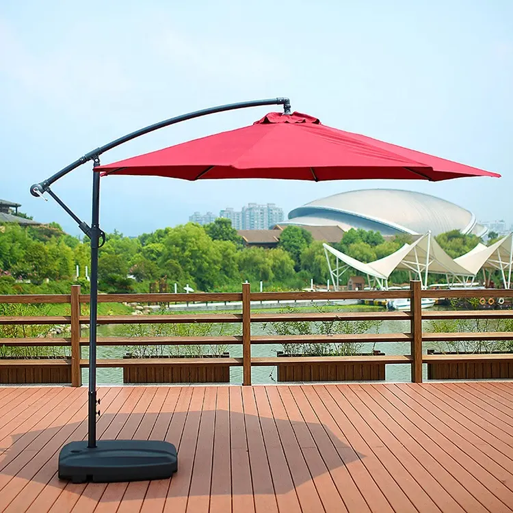 Parapluie suspendu à LED solaire en porte-à-faux, banane, pour Tables d'extérieur, chaises, en acier et aluminium, g