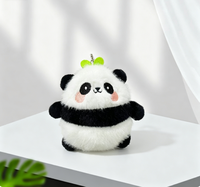 Porte-clés en peluche panda roux mignon, pendentif pour sac, animal en peluche doux avec anneau métallique