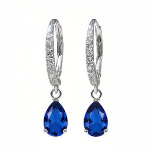 Orecchini a Goccia in Cristallo Macyhome, Argento 925, Forma a Goccia d'Acqua, Montatura a Griffe, Orecchini Classici da Donna per Matrimonio - Product Image 1