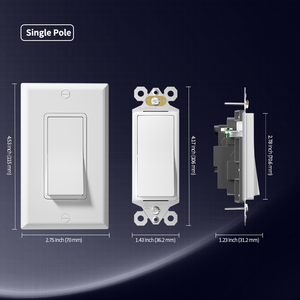 MVAVA Plastic Panel US American 15A 120V/277V 1 Gang 1/2 Way Waterproof Single Pole Universal Electric Light <strong>Wall</strong> Rocker <strong>Switch</strong> - Product Image 6