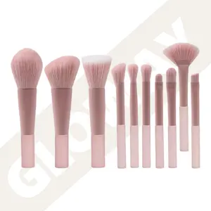 Nouveau rose synthétique 10 pièces Mini taille voyage pinceaux de maquillage ensemble Mini pinceaux cosmétiques pour fond de teint visage Blush ombre à paupières