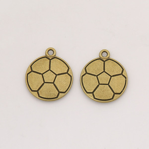 Dijes de Balón de Fútbol para la Creación de Joyas, Colgantes Grabados de Aleación de Zinc de 22x19x3mm, 4 Colores - Product Image 2