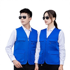 Vêtement de travail, gilet à col en V multi-poches avec fermeture éclair, vêtements de photographie, gilet de bénévole, logo personnalisé, gilet en <span class=keywords><strong>toile</strong></span> 100% coton - Product Image 4