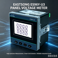 EastSong ES96Y-U3 Voltmeter Digital Tiga Fasa Kelas 0.5 Akurasi Tinggi LCD Pengukur Tegangan AC IP65 MODBUS-RTU Daya Industri