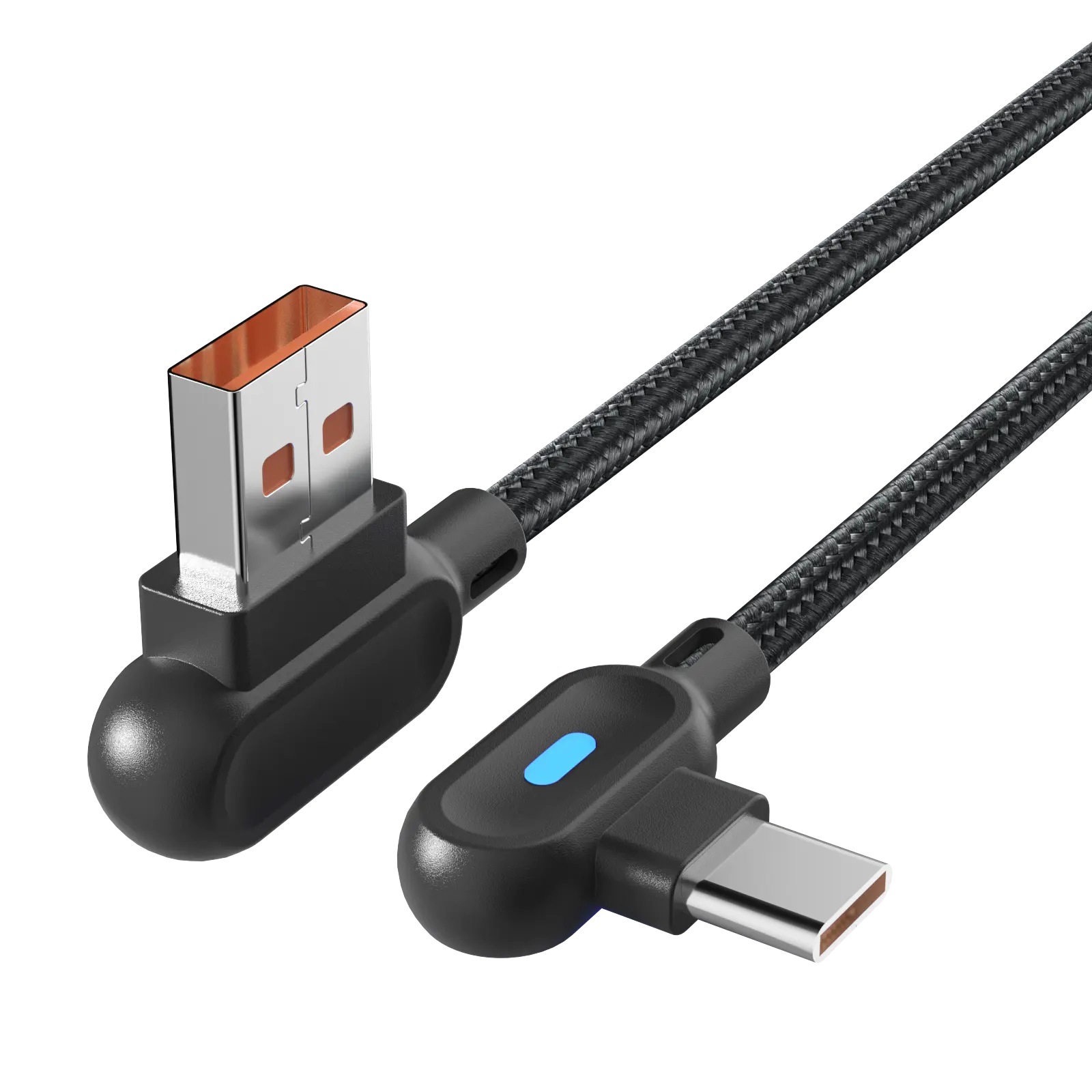 Cable de datos USB de 90 grados, Cable de carga rápida para videojuegos con luz LED