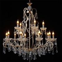Lustre suspendu LED en fer argenté électroplaqué de style européen de luxe pour la décoration de lieux de mariage, d'hôtels, de banquets et de restaurants