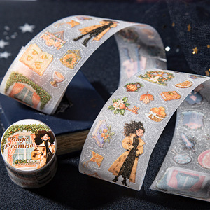1 rouleau de ruban adhésif Enchantment Pact Series Girl-Themed Sticker Roll European Vintage Decorative Base Layer Stickers - Product Image 4
