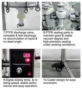 Automatic <b>Jacketed</b> Glass Crystallization Reactor 50L <b>Cooling</b> Crystallizer Vessel with Variable Speed Agitator Motor 220V - Product Image 5