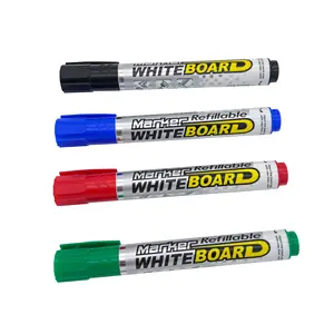 Tinta recargable, superventas, 4 colores, rotulador de borrado en seco, bolígrafo de pizarra blanca con logotipo personalizado para escuela/Oficina