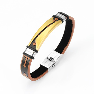 Punk-<strong>style</strong> <strong>Men's</strong> Stainless Steel Pu Leather Cross Wristband Christian Cross-Shaped <strong>Bracelet</strong> and Necklace-Stylish Gift - Product Image 6