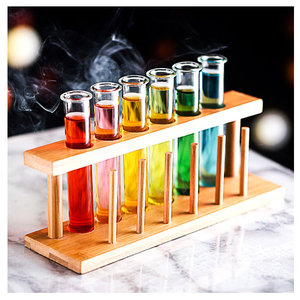 Kaca Cocktail Tabung Tes Kristal, Kreatif Transparan Bebas Timbal 6 Potong Set Cangkir Anggur dengan Dudukan Rak - Product Image 1