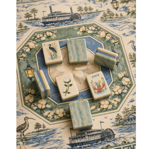 Juego de Mahjong Americano Winmax Charleston, Diseño Floral Vintage de Barco Fluvial, 160 Fichas, Telas de Microfibra, Patas Metálicas Plegables a Juego - Product Image 4