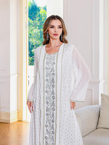 2025 nuevo Abaya de malla de manga larga de lujo, vestido de túnica musulmana de Oriente Medio - Product Image 3