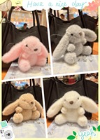 Porte-clés Peluche Lapin Mignon Kawaii, Jouet Animal en Peluche Doux, Pendentif de Sac Lapin aux Longues Oreilles Moelleuses, Accessoire de Clé