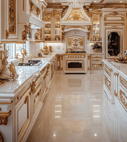 Table à manger inségrée au meuble de style palais français, en bois massif sculpté, armoire complète, armoires de cuisine en bois, placard blanc sur mesure